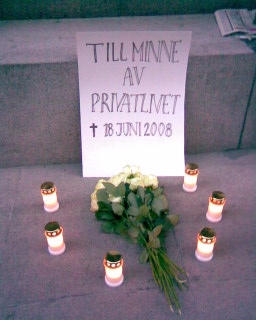 till minne av privatlivet, dött 18 juni 2008